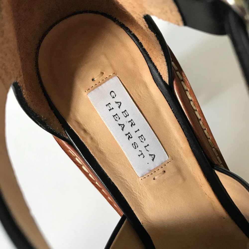 Gabriela Hearst Beau Sandals Shoes Womens 41.5 Black Leather Block Heel Buckle - Picture 5 of 14